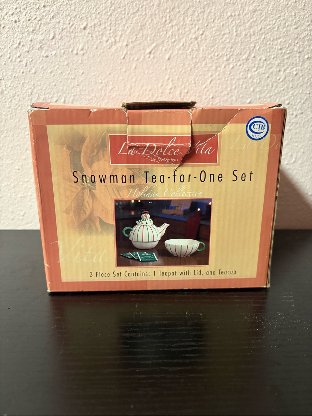 La Dolce Vita Snowman Tea for One Teapot Cup Christmas Set